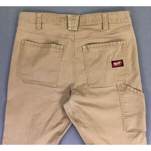 Milwaukee Pants Mens 34x30 Tan Brown Canvas Carpenter Workwear Outdoor Jobsite
